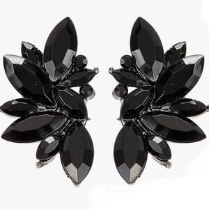 Black Marquis Rhinestone Stud Earrings